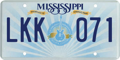 MS license plate LKK071