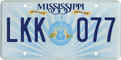 MS license plate LKK077