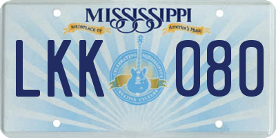 MS license plate LKK080