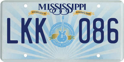 MS license plate LKK086