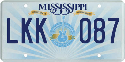MS license plate LKK087