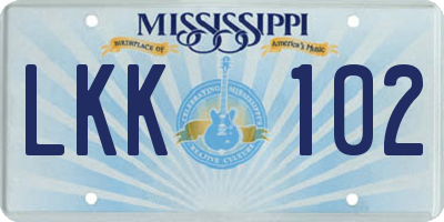 MS license plate LKK102