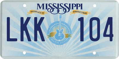 MS license plate LKK104