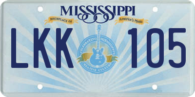 MS license plate LKK105