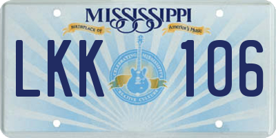 MS license plate LKK106