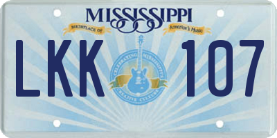 MS license plate LKK107