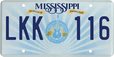 MS license plate LKK116