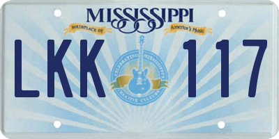 MS license plate LKK117