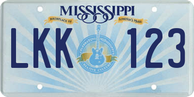 MS license plate LKK123