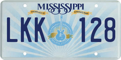MS license plate LKK128