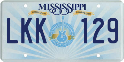 MS license plate LKK129