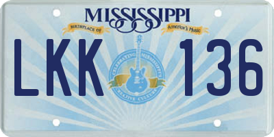 MS license plate LKK136