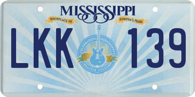MS license plate LKK139