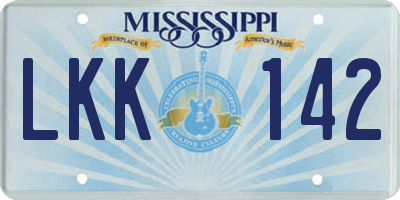 MS license plate LKK142