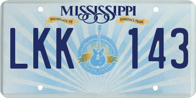 MS license plate LKK143