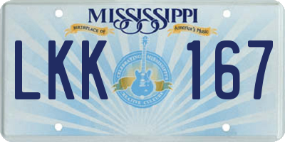 MS license plate LKK167
