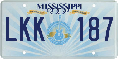 MS license plate LKK187