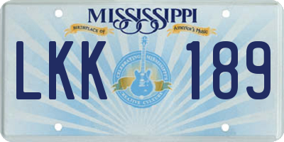 MS license plate LKK189