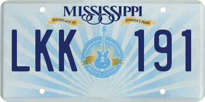 MS license plate LKK191