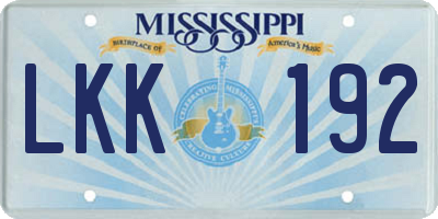 MS license plate LKK192