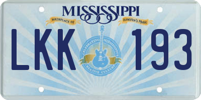 MS license plate LKK193