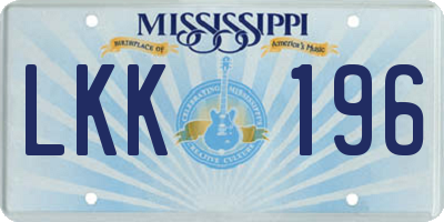 MS license plate LKK196