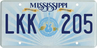 MS license plate LKK205