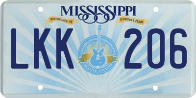 MS license plate LKK206