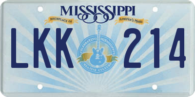 MS license plate LKK214
