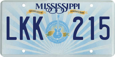 MS license plate LKK215