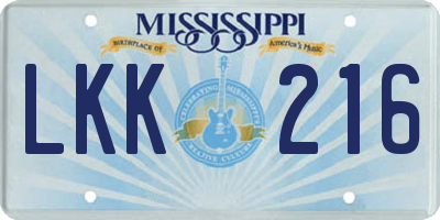 MS license plate LKK216