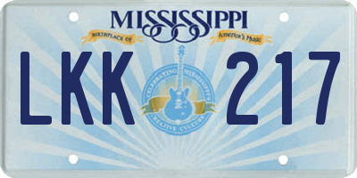 MS license plate LKK217