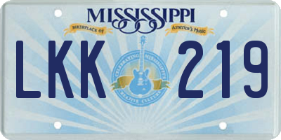 MS license plate LKK219