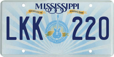 MS license plate LKK220