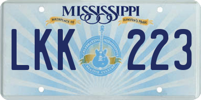 MS license plate LKK223