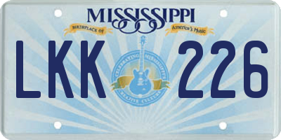 MS license plate LKK226