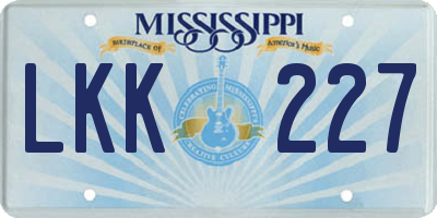 MS license plate LKK227