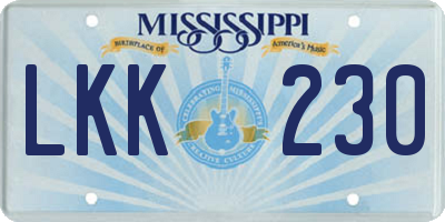MS license plate LKK230