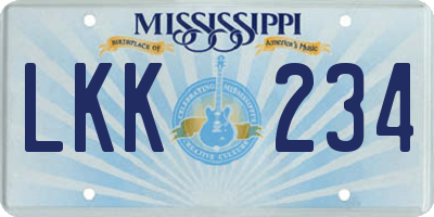 MS license plate LKK234