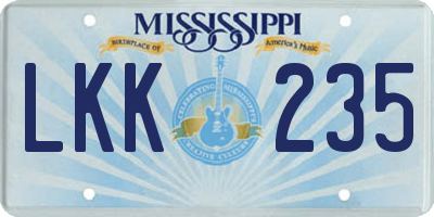 MS license plate LKK235
