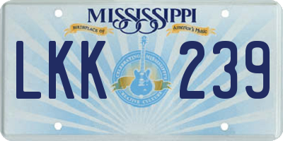 MS license plate LKK239