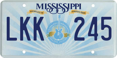 MS license plate LKK245