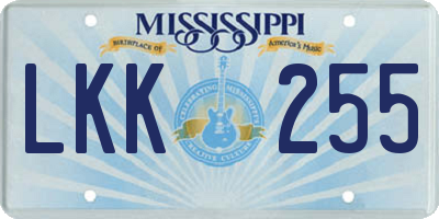 MS license plate LKK255