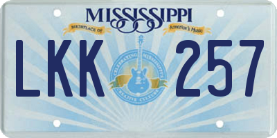 MS license plate LKK257