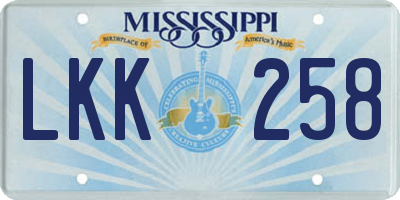 MS license plate LKK258