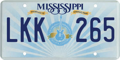 MS license plate LKK265