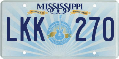 MS license plate LKK270
