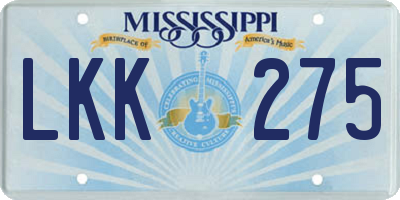 MS license plate LKK275