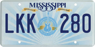 MS license plate LKK280