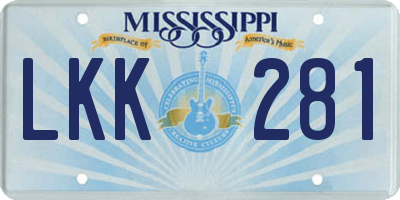 MS license plate LKK281